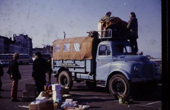 This was the start of Encounter Overland’s first selection/training trip - to Iran, Spring, 1969 - led by Stuart Jenkins. The photo was taken at Dover. (YNK229F had just returned from a North Africa (Morocco, Algeria) trip led by Tony Weldon and Jonathan Kickham.) Chris Marks on the far left.