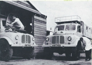 KBM346G being prepared for 18 June 1969 departure for Calcutta. (See Vaculug's International Review magazine (Autumn 1969) On the wheel brace is Peter Hobbs, Manager of Briggs National Tyre Service, Bedford