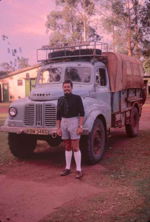 Encounter Overland's first Trans-Africa expedition - with Tony Jones (probably dressed up for an embassy visit!)