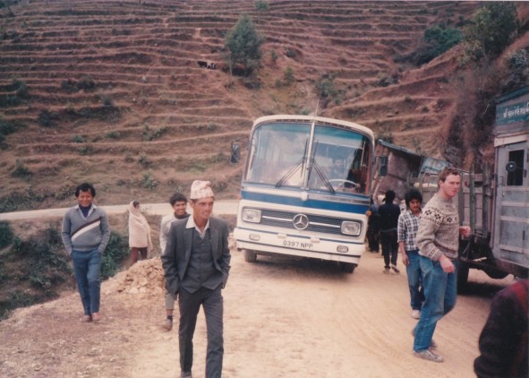 Q397NPP (Martin Blackgrove) - on Raj Path, Nepal 1987 (James Hill on right)